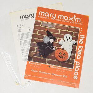 Mary Maxim Ghost Pumpkin 47069 Halloween Needlepoint Patten Only Incomplete VTG